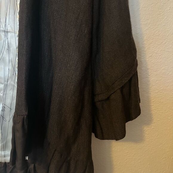 Women's Walter Kimono Jacket SZ XS Wool Brown Ruffle - Picture 13 of 16